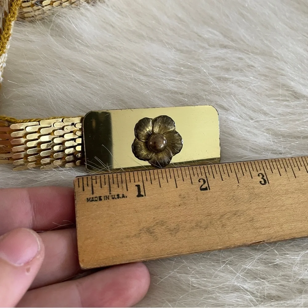 Vintage Stretchy Sequin Gold Floral Buckle Belt